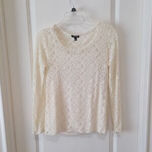 Apt. 9 Long Sleeve Lace Top with Built in Cami, S